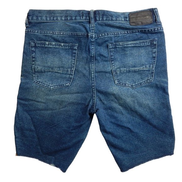 PacSun Skinny Cut Off Ribbed Denim Jean Shorts Medium Indigo Size 32 - Picture 2 of 9